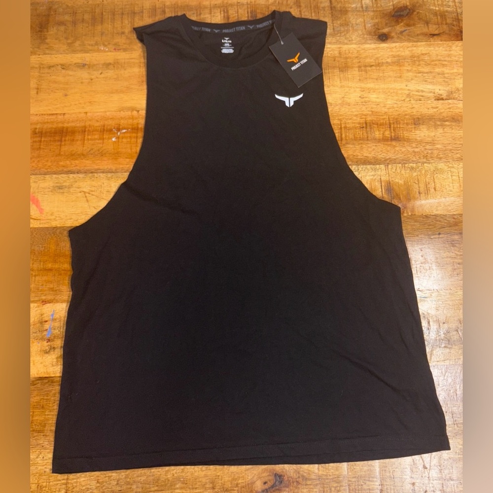 Project Titan Men's Black  Icon Drop Arm Tank Top Size Large